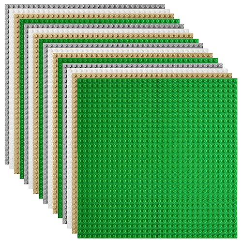 Etarnfly Klassische Grundplatten, 25,5 x 25,5 cm, 16 Stück, 100 % kompatibel mit allen großen Marken, Grau/Grün/Weiß von Etarnfly