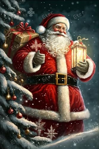 Puzzles für Erwachsene, 1000 Teile, Holzpuzzle, Weihnachtsmann-Weihnachtsbaum-Puzzle-Spiel für Erwachsene und Jugendliche, anspruchsvolle und lustige Aktivität, Weihnachtsdekoration (70 x 50 cm) von Eter