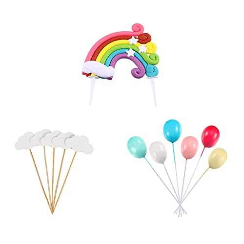 12 Stücke Geburtstagstorte Regenbogen，Cloud Cake Topper, Bunte Regenbogen Cake, für Geburtstags Hochzeitsempfangstortendekoration, Party, Hochzeit (6 Farben) von Eterspr