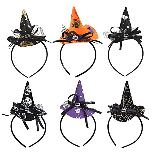 Eterspr 6 Stücke Hexenhut Haarreif, Halloween Stirnbänder, Spinnenschädel Stern Kopfschmuck, Kinder Damen Kopfbedeckung, für Halloween Dekoration Eterspr 6 Stücke Hexenhut Haarreif, Halloween Stirnbänder, Spinnenschädel Stern Kopfschmuck, Kinder Damen Kopfbedeckung, für Halloween Dekoration von Eterspr