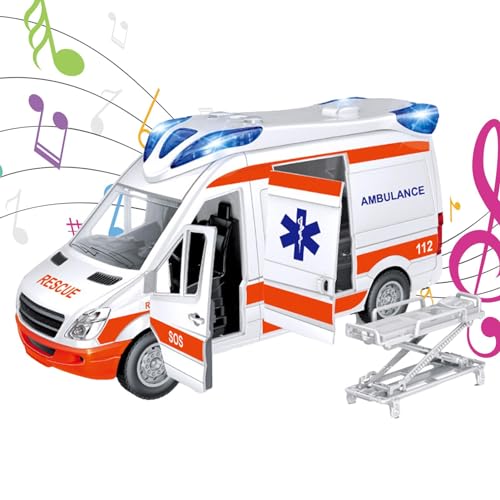 Eteslot Krankenwagen Spielzeug, Rettungswagen Spielzeug Set, Spielen Sie Krankenwagenspielzeug Mit Licht Und Ton - Stadtrettungsfahrzeug, Krankenwagen, Krankenwagen-Spielzeugauto von Eteslot