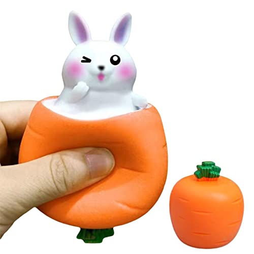 Eteslot Squeeze Carrot Rabbit Lustiger Osterhase Karottenspielzeug Pop Lustig Für Kinder Erwachsene, Dekompressionssensorisches Spielzeug Squishes Toy, Relief Funny Squeeze Toys, Geschenke von Eteslot