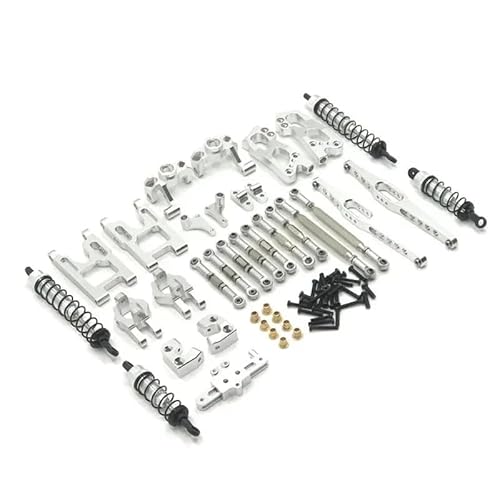 EtriiQURV Compatible with Wl-Toys 12427 12428 12423 FY-03 1/12RC Auto, verbesserte Metall-Ersatzteile, Lenkbecher, Schwinge, Karosseriestange, Stoßdämpfer usw.(Silver) von EtriiQURV