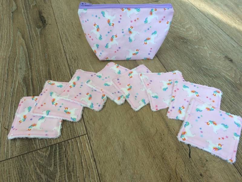 Einhorn/Regenbogen Tasche, Geschenk Einhorn, Druck, Wiederverwendbare Tücher, Null-Abfall, Feuchttücher Mit Reißverschluss-Tasche, Gesicht von Etsy - 13DaisyChains