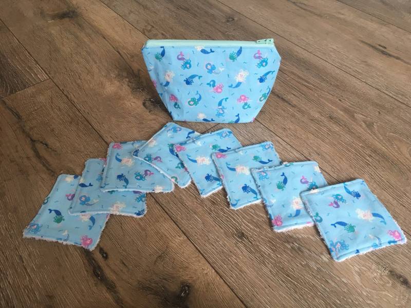Meerjungfrau-Tasche, Geschenk-Meerjungfrau, Meerjungfrau Druck, Wiederverwendbare Tücher, Null-Abfall, Feuchttücher Mit Reißverschluss-Tasche von Etsy - 13DaisyChains