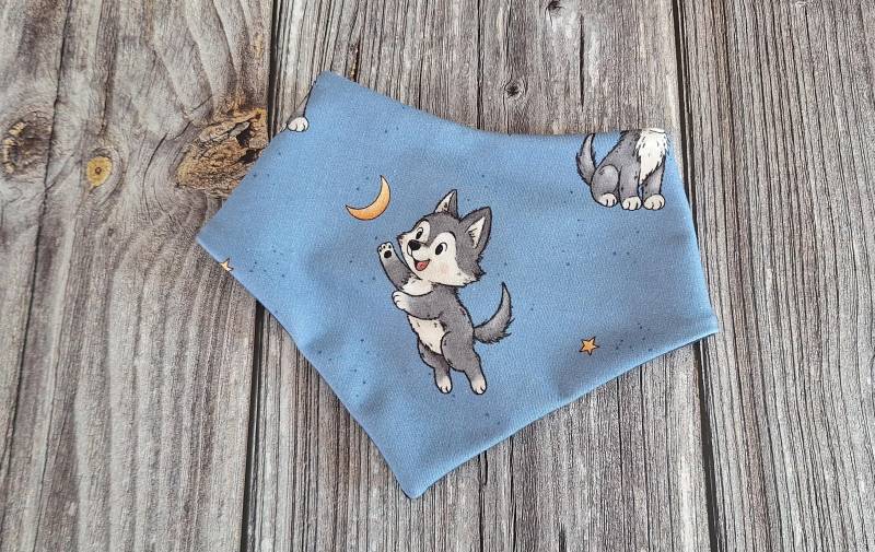 Baby Halstuch Hund Mit Stern Und Mond Jungen Mädchen Braun Geburt Geschenk Taufe Spucktuch Schal Babykleidung Blau Welpe Haustier Husky Wolf von Etsy - 17Maschen