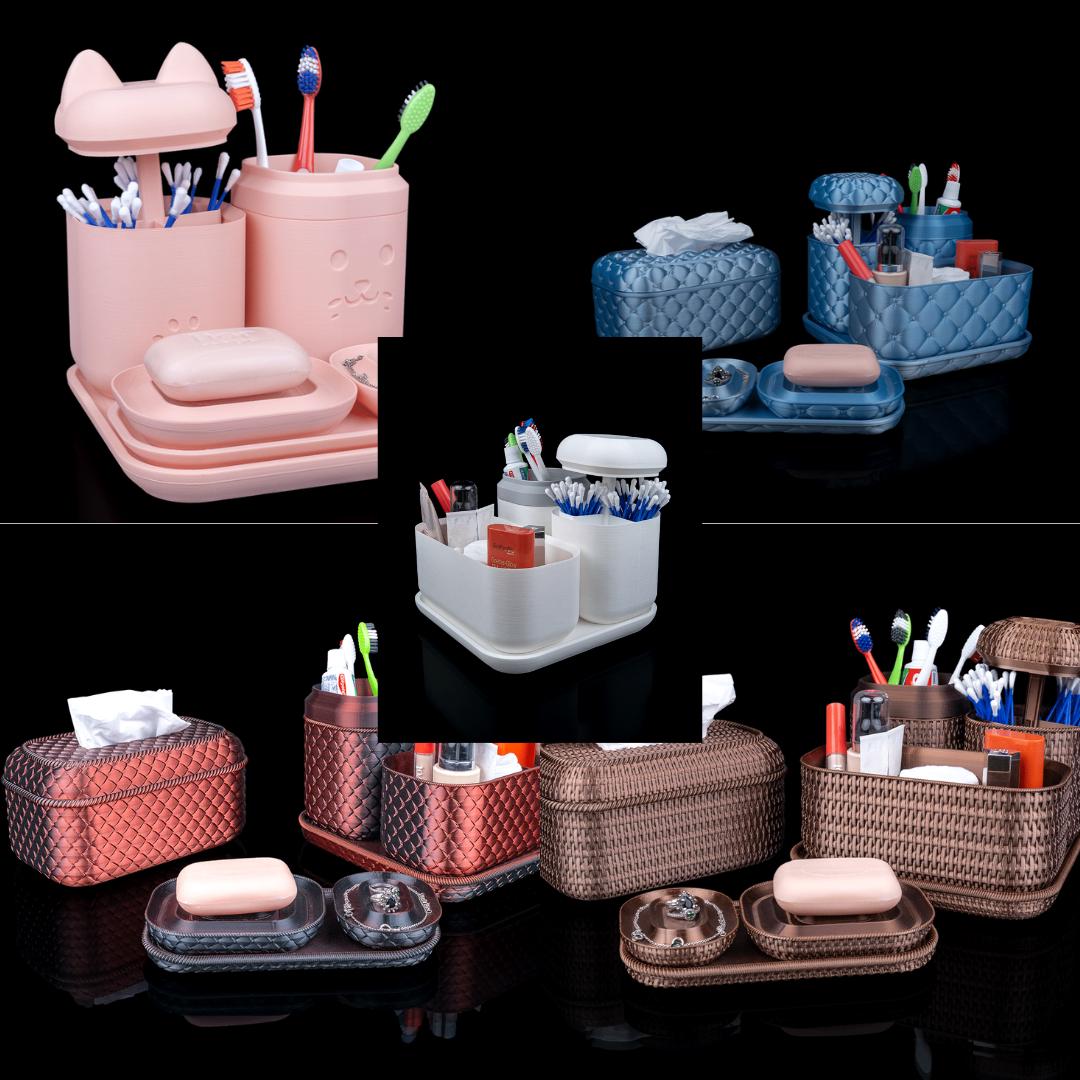 Bath Mood - Clean Kitty Kit | Verspieltes 3D-Gedrucktes Badezimmer-Set Mit Katzencharme von Etsy - 3DCreateLab