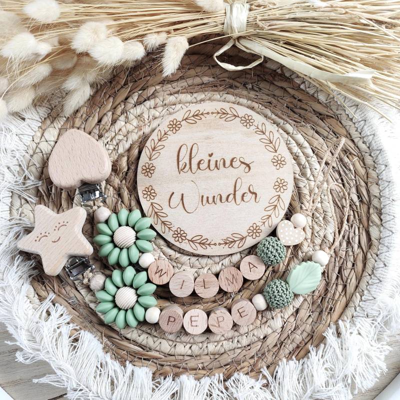 Schnullerkette Mit Namen | Mädchen Junge Personalisiert Blume Taufe |Babygeschenk von Etsy - 7miniwunder