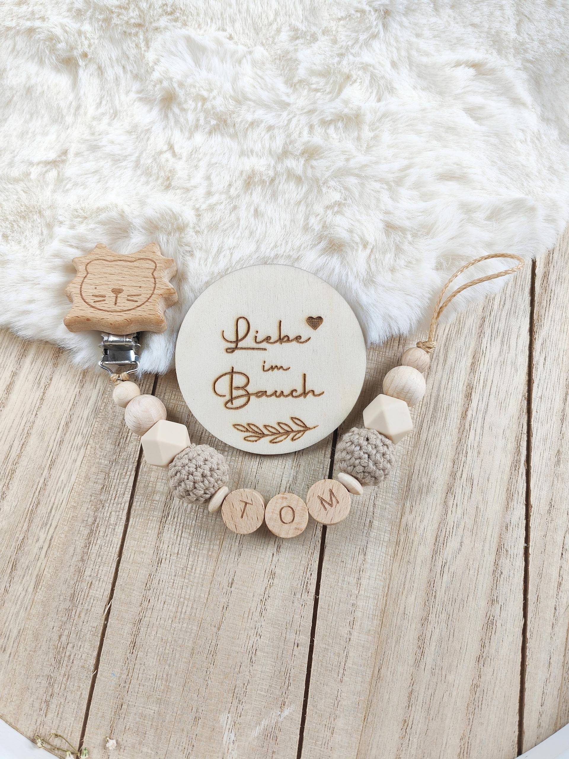Schnullerkette Personalisiert |Natur Mitnamen Löwe | Schnuller Junge Mädchen Geburt von Etsy - 7miniwunder