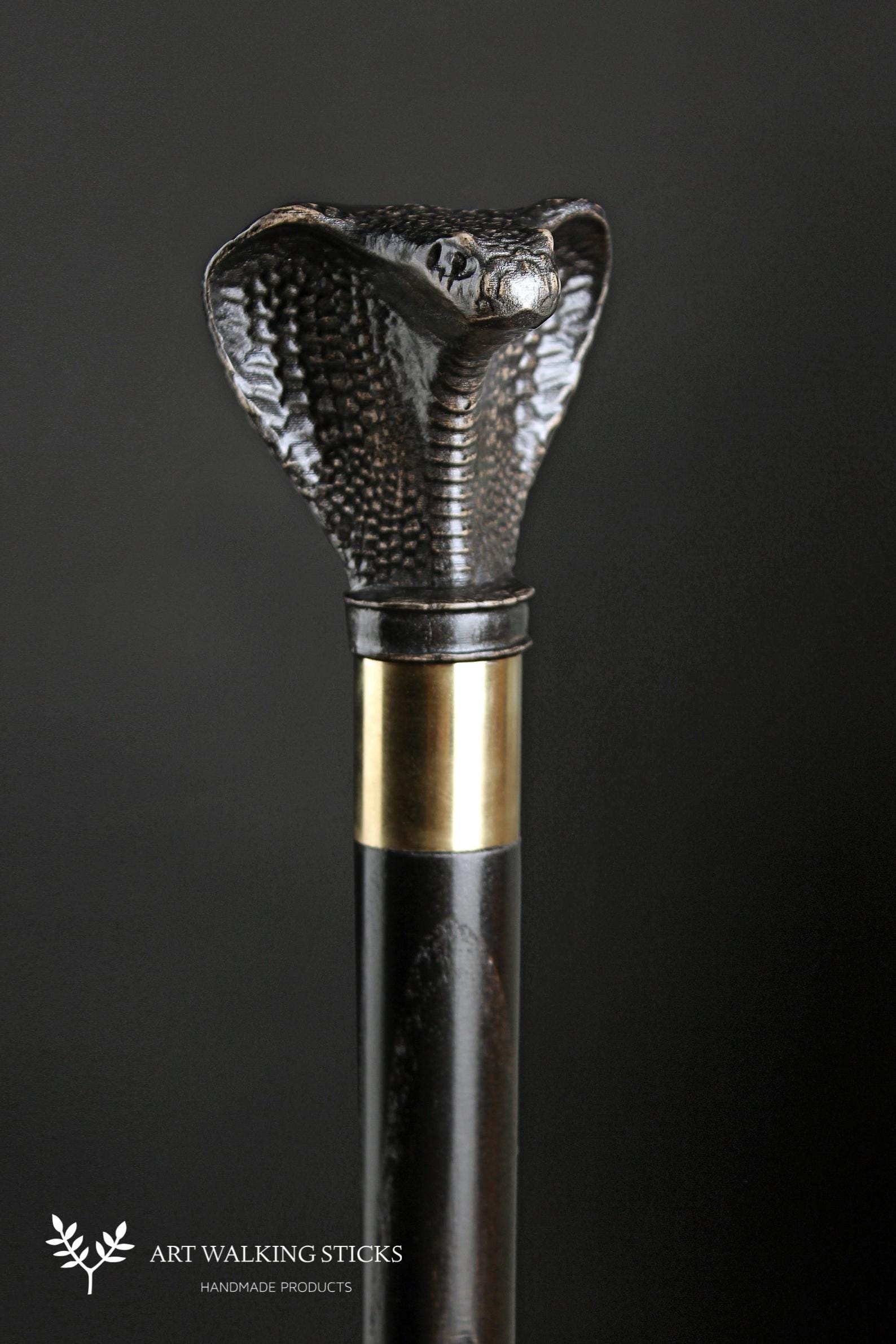 Cobra Gehstock Cane Dunkel Holz Handmade Handgeschnitzt - Schlange von Etsy - ARTWalkingSticks