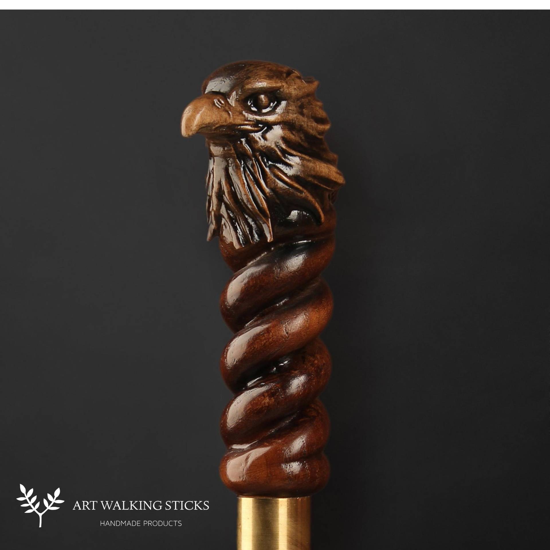 Gehstock Dunkel Holz Handarbeit Hand Geschnitzt von Etsy - ARTWalkingSticks
