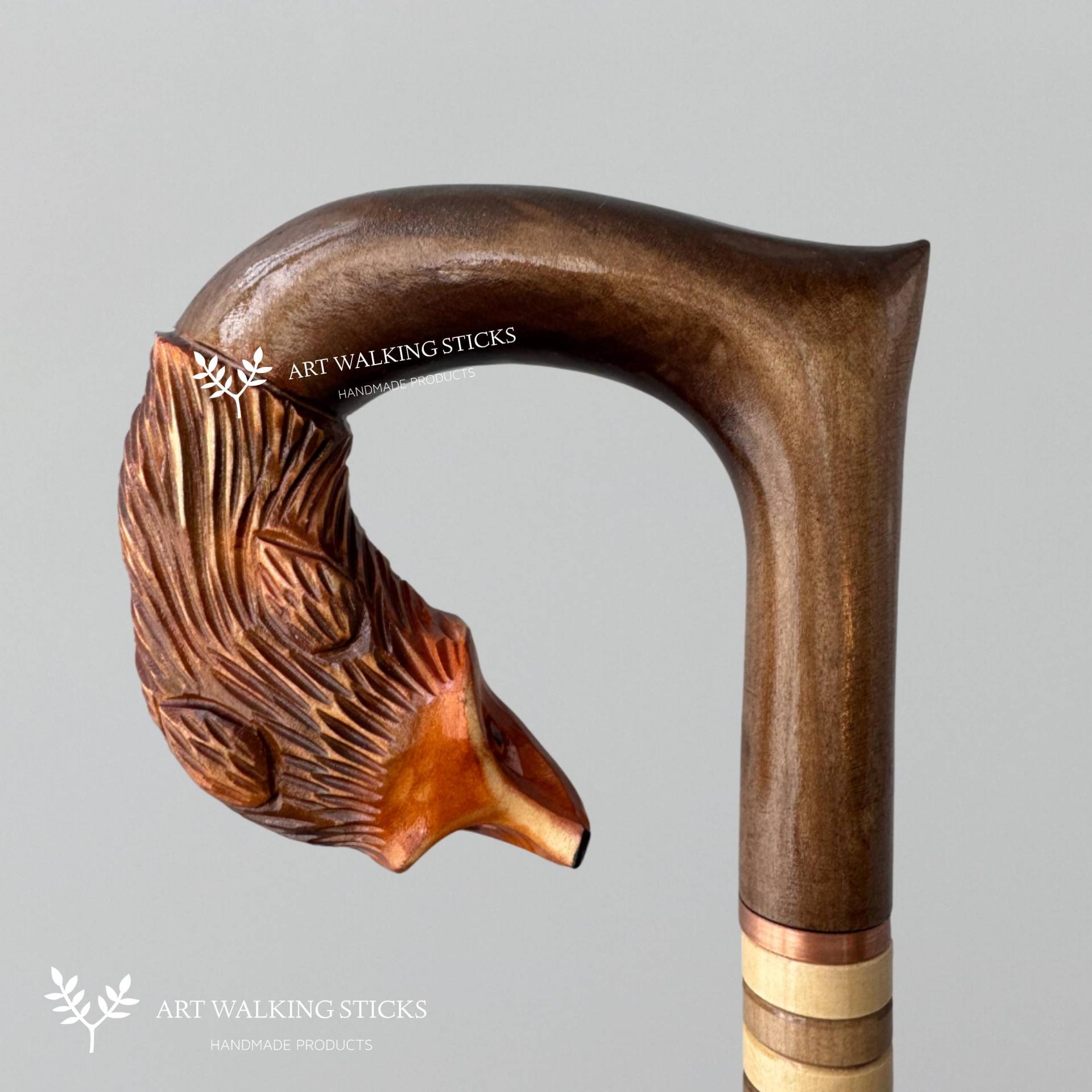 Rotfuchs Gehstock Ziemlich Modisch - 36 Zoll, Cane Hand Stilvoller Griff Geschnitzte Hölzerne Gehstöcke Volkskunst von Etsy - ARTWalkingSticks