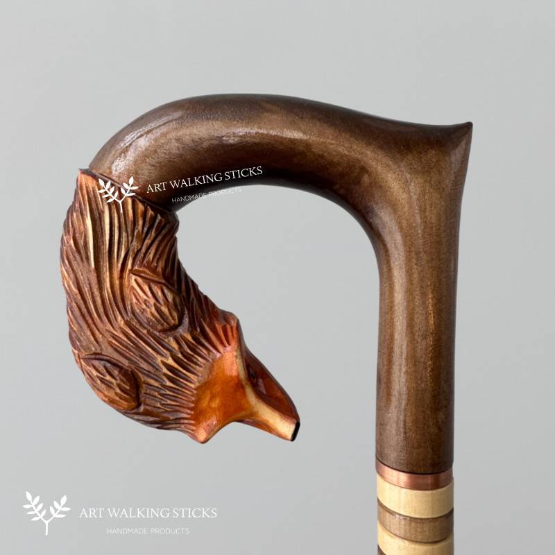 Rotfuchs Gehstock Ziemlich Modisch - 36 Zoll, Cane Hand Stilvoller Griff Geschnitzte Hölzerne Gehstöcke Volkskunst von Etsy - ARTWalkingSticks