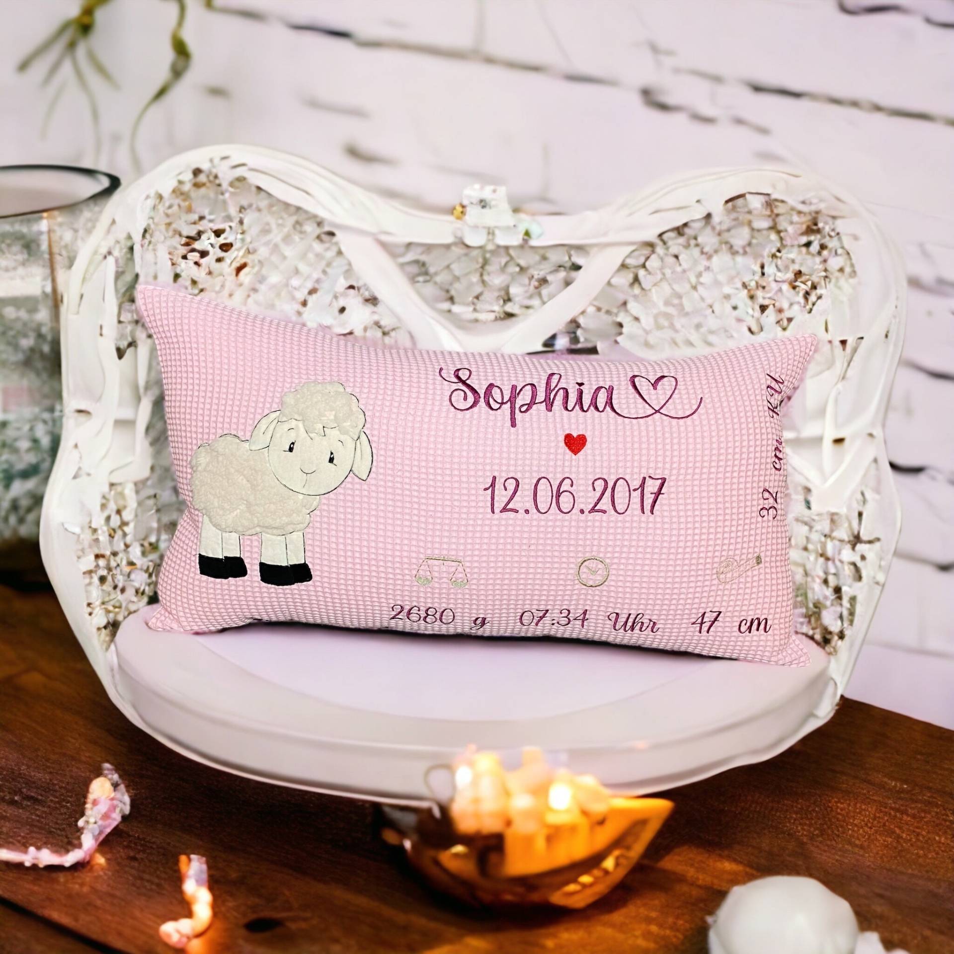 Geburtskissen - Echtmaß | Gewicht, Größe Geschenk Zur Geburt Taufe 18 Geburtstag Kommunion U-Heft Uheft -Nachtlicht von Etsy - ASKreativManufaktur