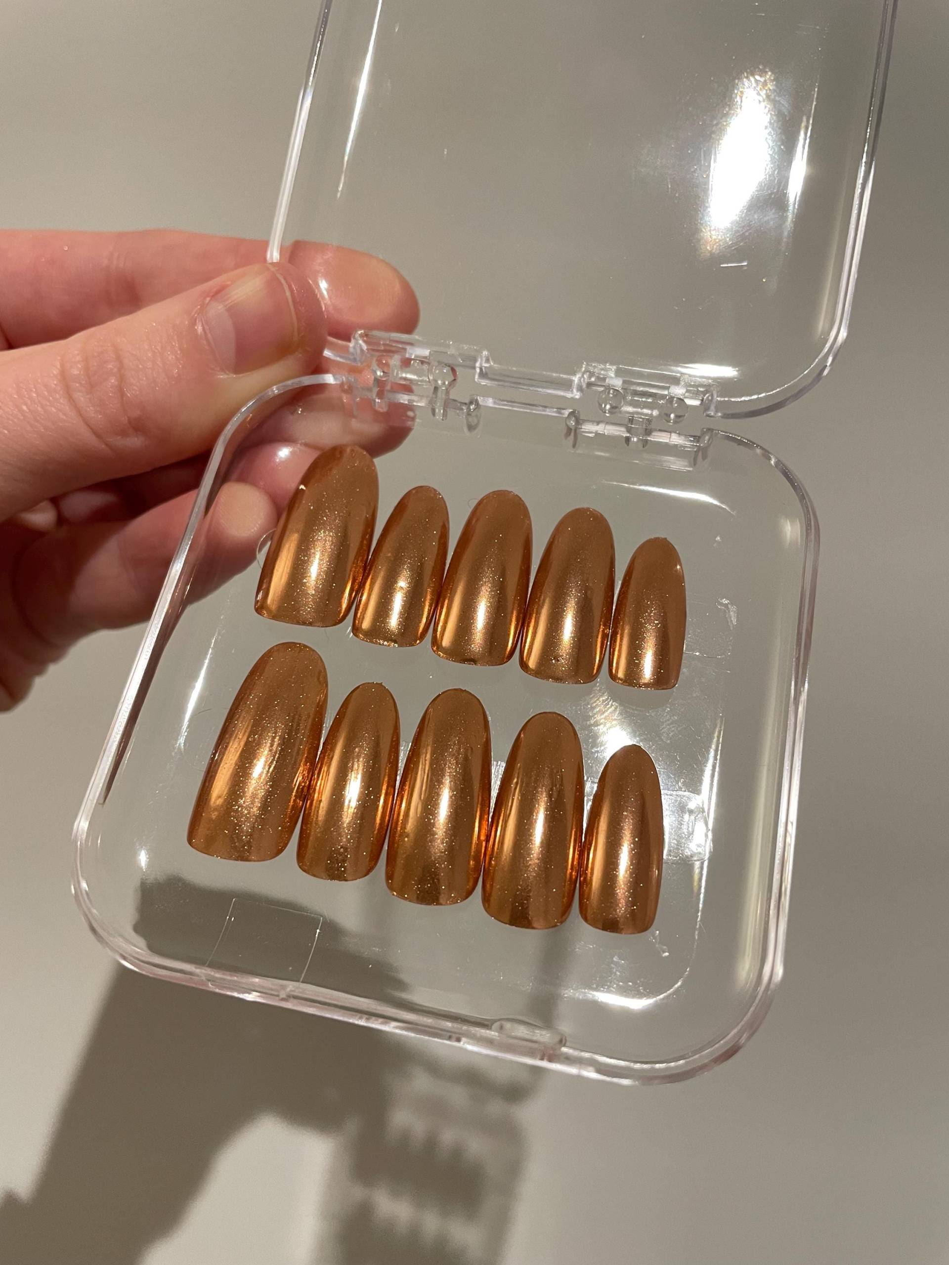 Bronze Chrom Pressnägel | Metallic Pearl Finish, Langlebig Bronze Chrom Pressnägel | Metallic Pearl Finish, Langlebig von Etsy - ATLRnails