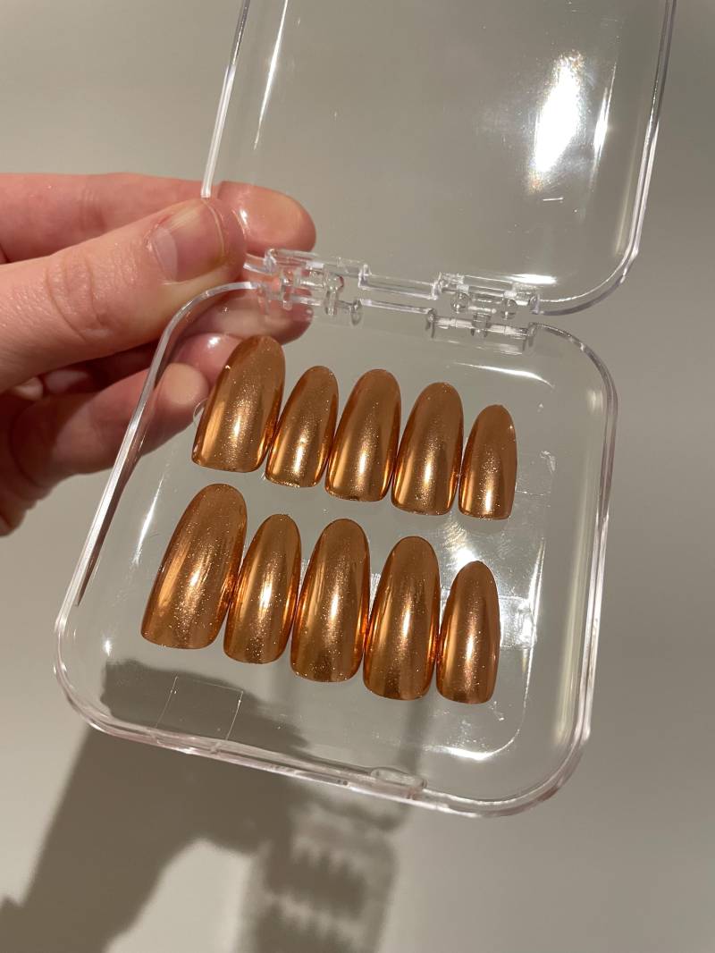 Bronze Chrom Pressnägel | Metallic Pearl Finish, Langlebig Bronze Chrom Pressnägel | Metallic Pearl Finish, Langlebig von Etsy - ATLRnails