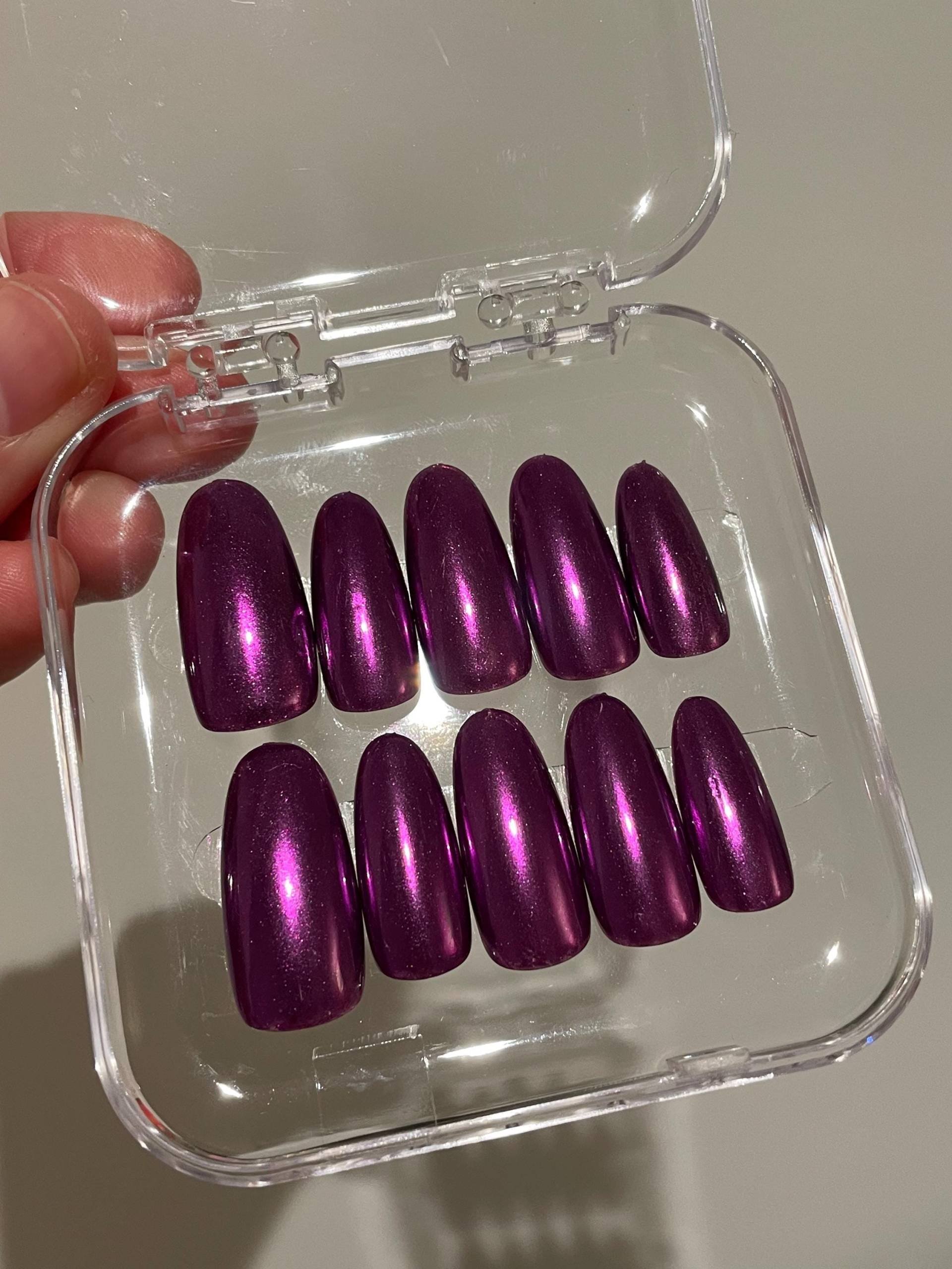 Dunkel Lila Chrom Pressnägel | Glasierte Donut Acryl Gefälschte Nägel Dunkel Lila Chrom Pressnägel | Glasierte Donut Acryl Gefälschte Nägel von Etsy - ATLRnails