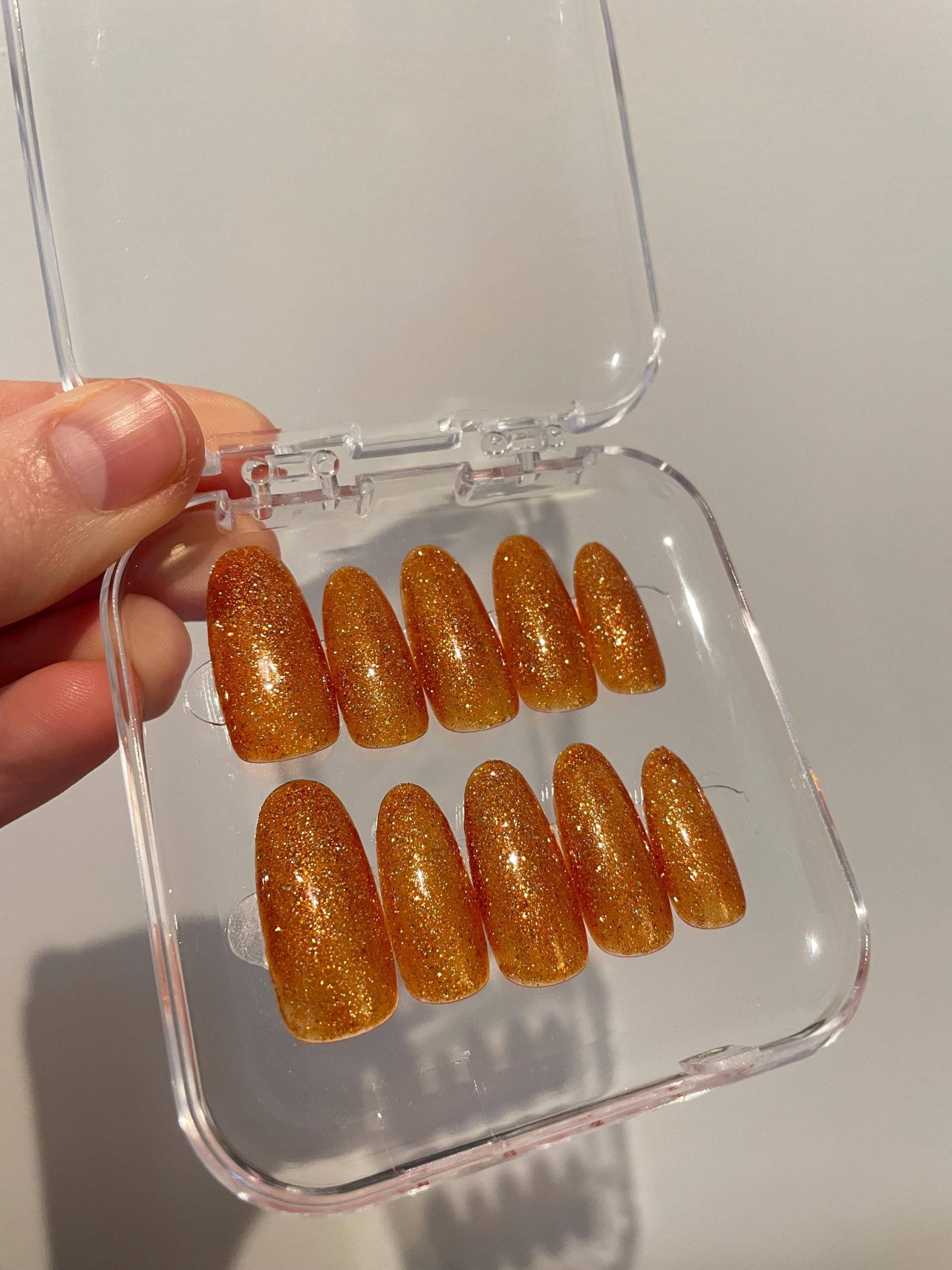 Kupfer Glitter Orange Press-On Nägel | Wiederverwendbare Nagelverlängerungen Kupfer Glitter Orange Press-On Nägel | Wiederverwendbare Nagelverlängerungen von Etsy - ATLRnails