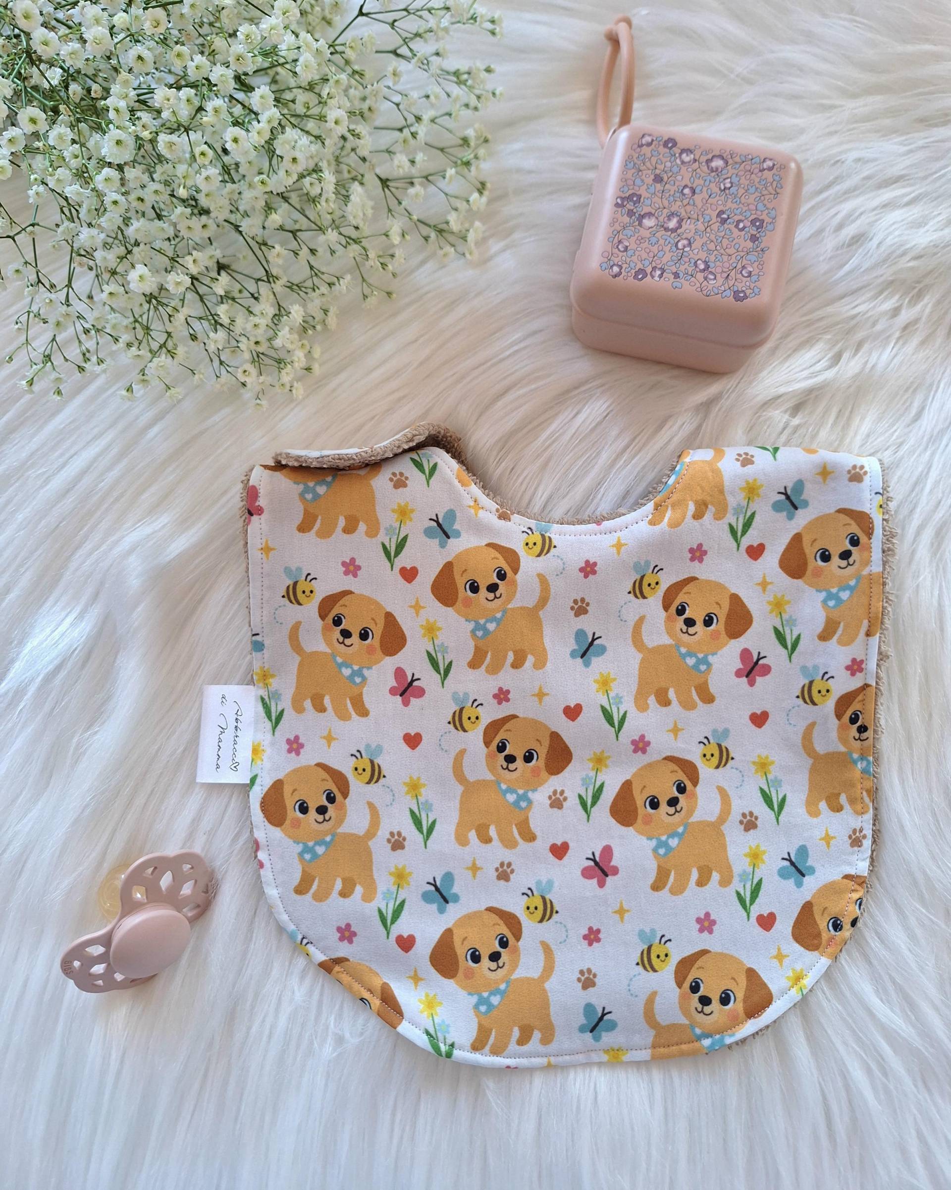 Personalisiertes Babylätzchen | Baumwolle + Frottee Hunde Geschenk Für Frischgebackene Mama Handgefertigt Im Tessin von Etsy - AbbracciodiMamma