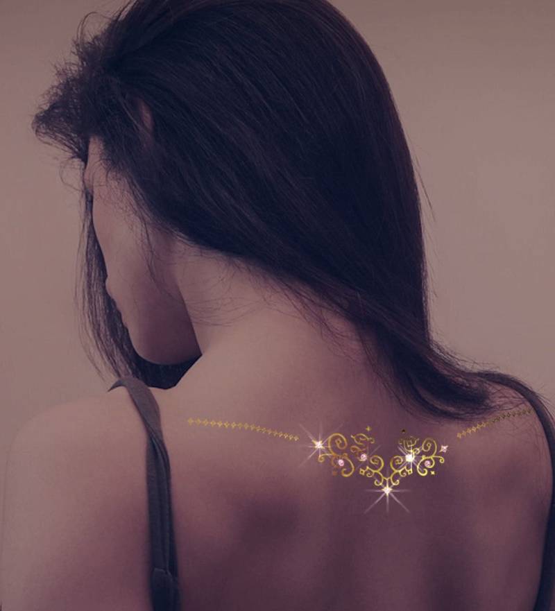 Addttoo Brand New Diamant Anhänger Kette Design Schwarz Silber Oder Gold Halskette Tattoo Mit Klaren Swarovski Kristallen Körperschmuck Muttertag von Etsy - Addttoo