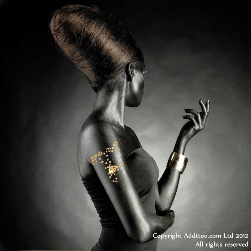 Addttoo Wasserdichtes Luxus Body Art Kit, Herzen Blumen Gold & Silber Temporäres Tattoo Mit Funkelnden Swarovski® Kristallen in Geschenkbox Des014 von Etsy - Addttoo