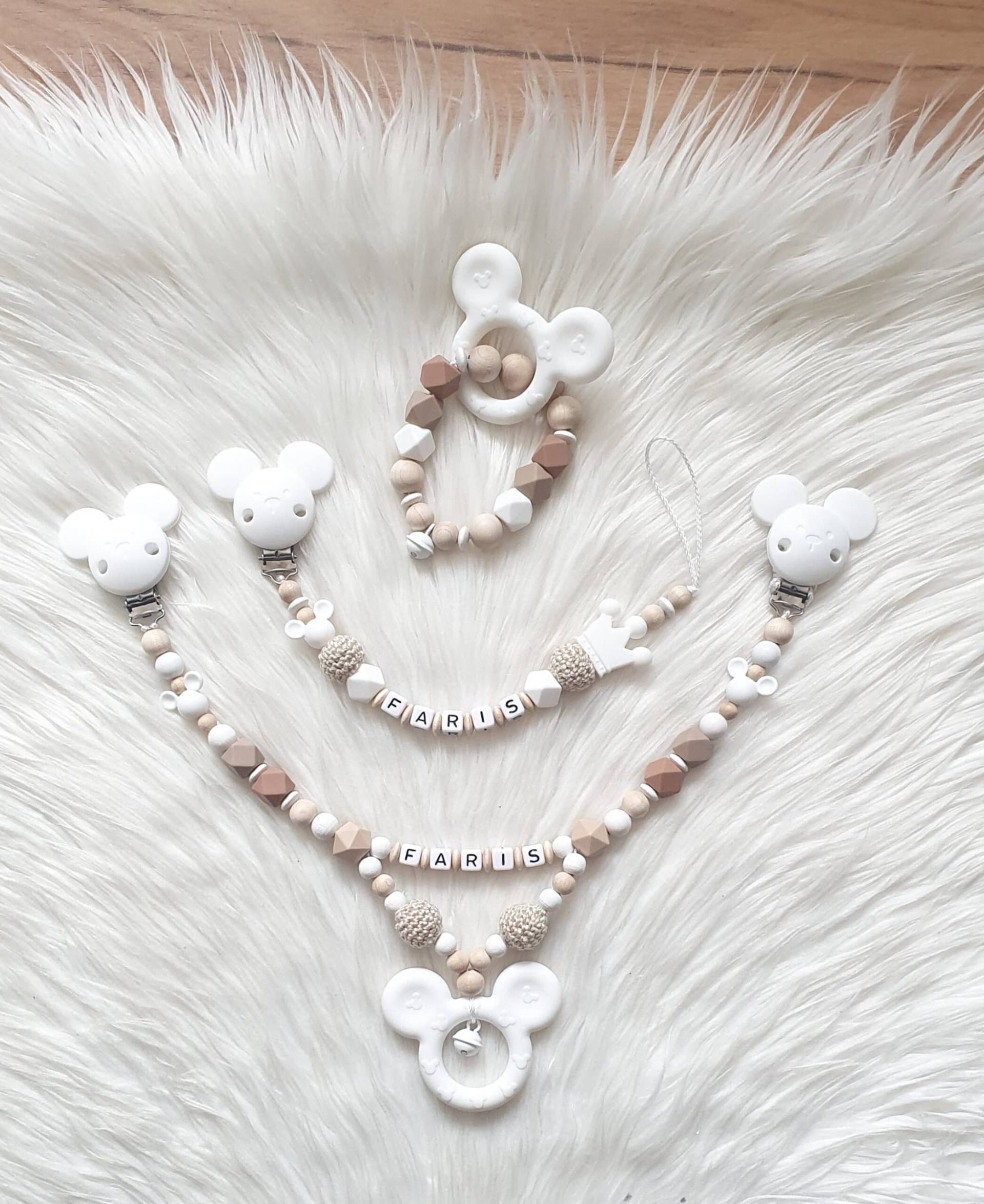 Schnullerketten Set Mit Mausanhänger in Beige, Braun Und Weiß, Einzeln Oder Als Spar von Etsy - AdlesShop