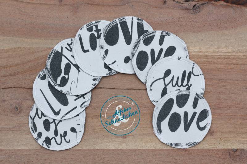 10 Bio Abschminkpads | Motiv - Mehrweg Waschbar Waschlappen Kosmetiktuch Black White Schwarz Weiß Full Of Love Liebe von Etsy - AeffchenSchneckchen