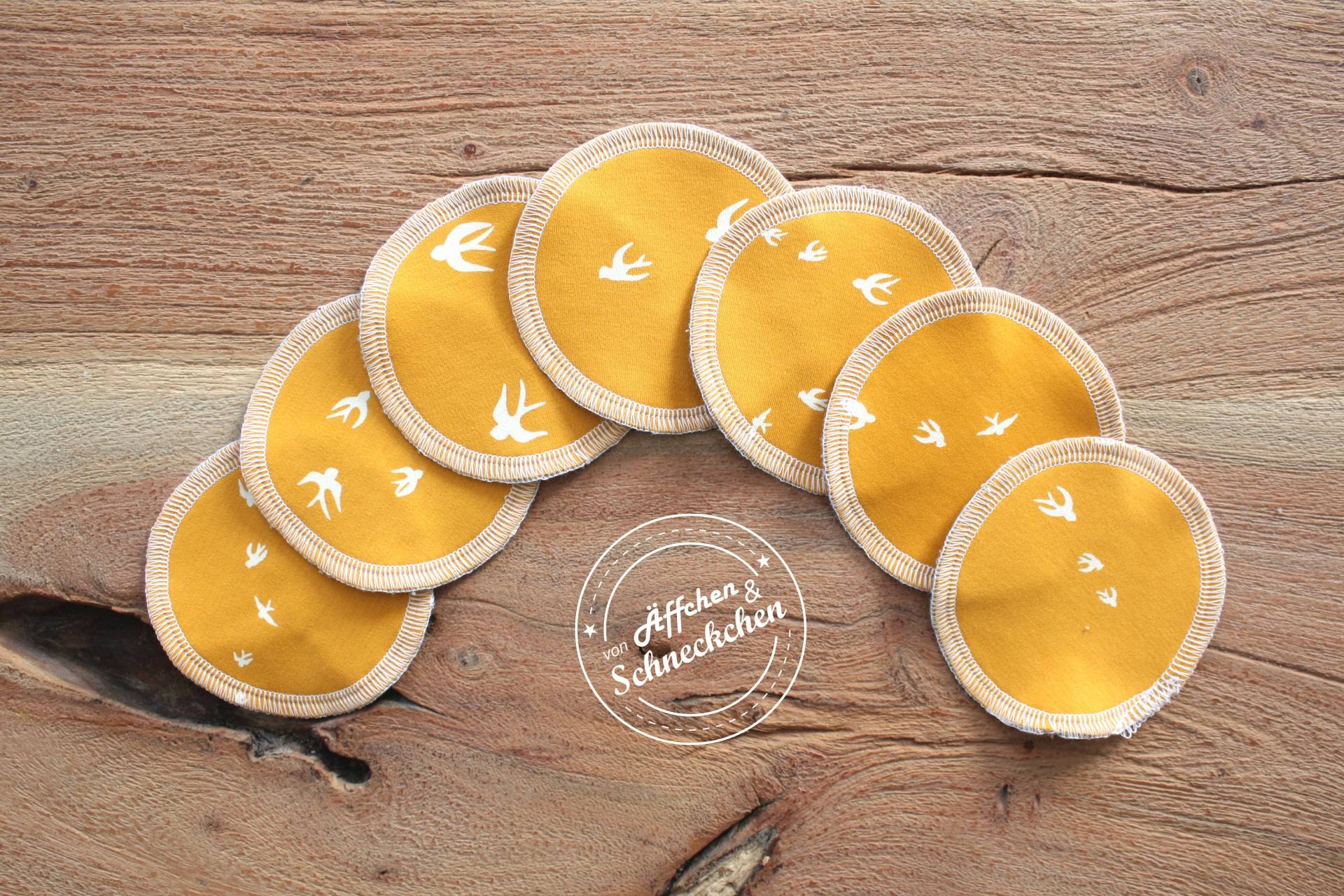 10 Bio Abschminkpads | Motiv - Mehrweg Waschbar Waschlappen Kosmetiktuch Schwalben Senf von Etsy - AeffchenSchneckchen
