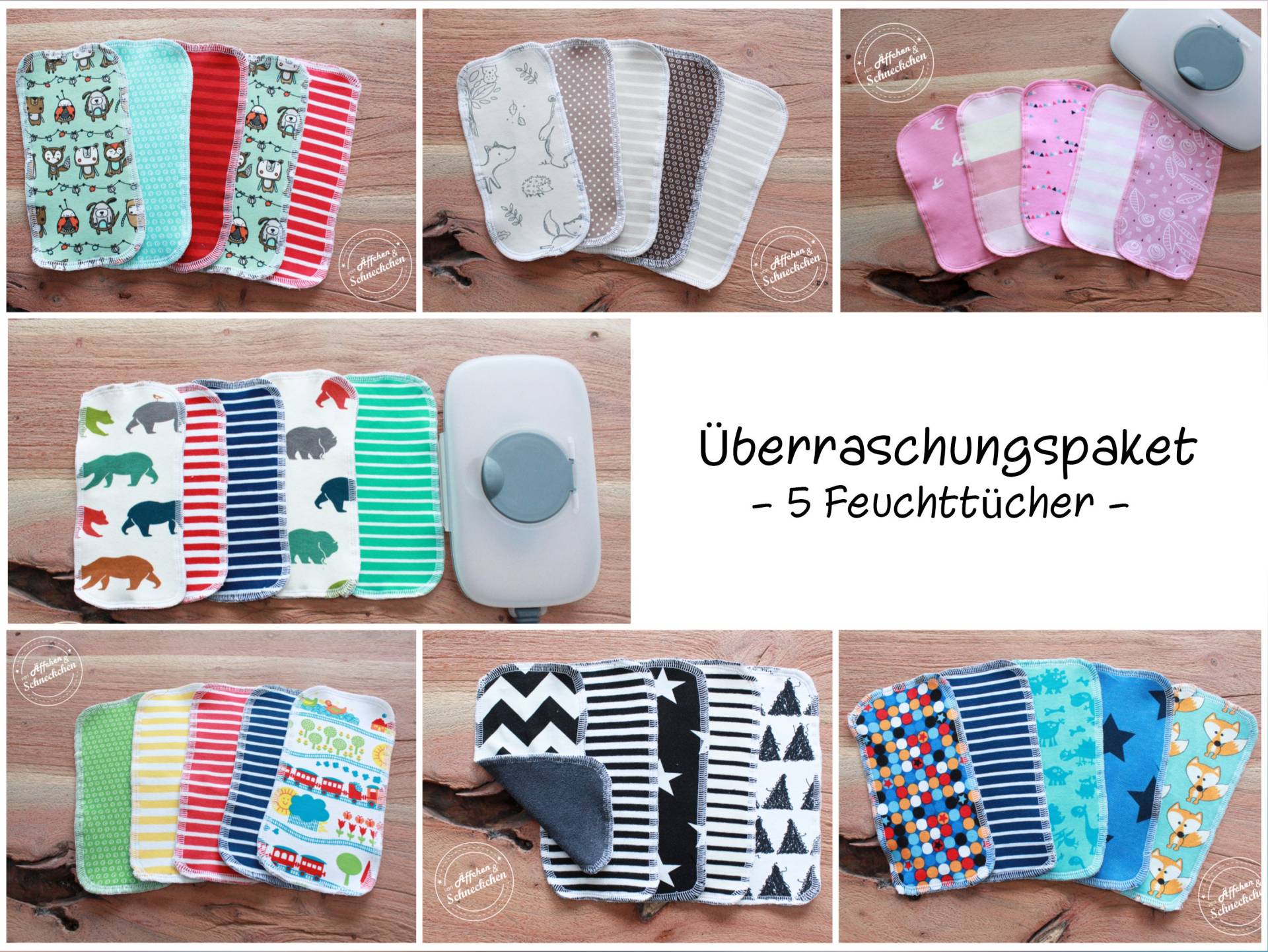 5 Mehrweg Feuchttücher/Waschlappen - Überraschung Bio Waschbar Zerowaste von Etsy - AeffchenSchneckchen