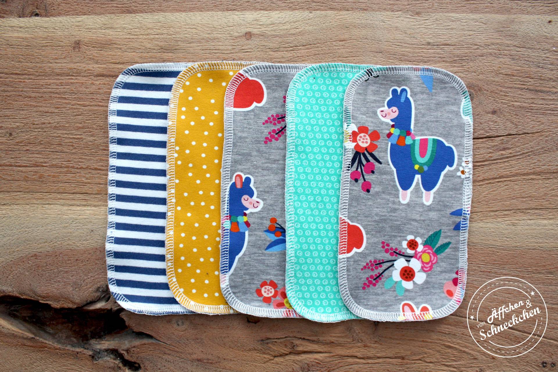 5 Mehrweg Feuchttücher - Waschlappen Lama Lamaka Bio Zerowaste von Etsy - AeffchenSchneckchen