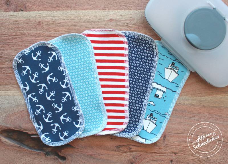 5 Mehrweg Feuchttücher - Waschlappen Maritim Anker Zerowaste von Etsy - AeffchenSchneckchen