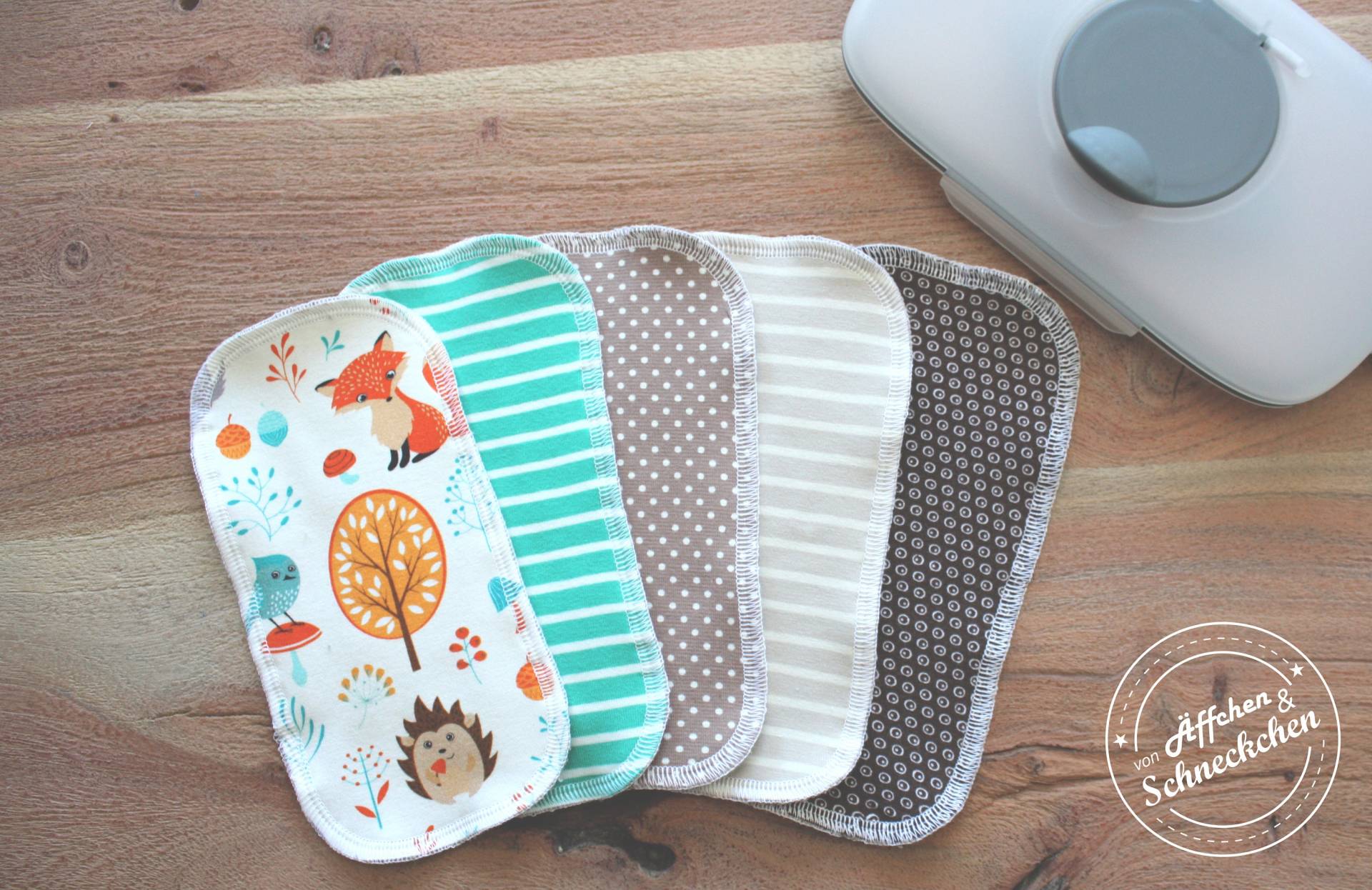 5 Mehrweg Feuchttücher - Waschlappen Waldtiere Zerowaste von Etsy - AeffchenSchneckchen