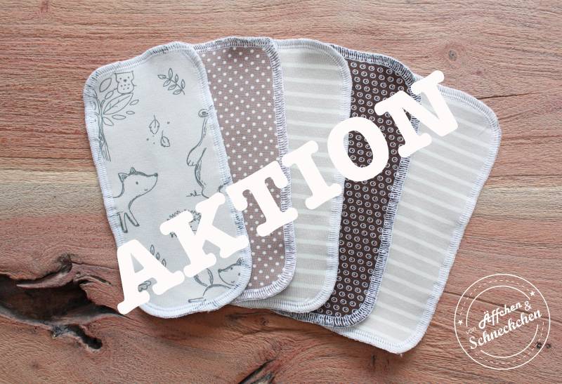 Aktion - 5 Mehrweg Bio Feuchttücher Waschlappen Waldtiere Zerowaste Baby Waschbar Nachhaltig Lesswaste Stoffwindel von Etsy - AeffchenSchneckchen