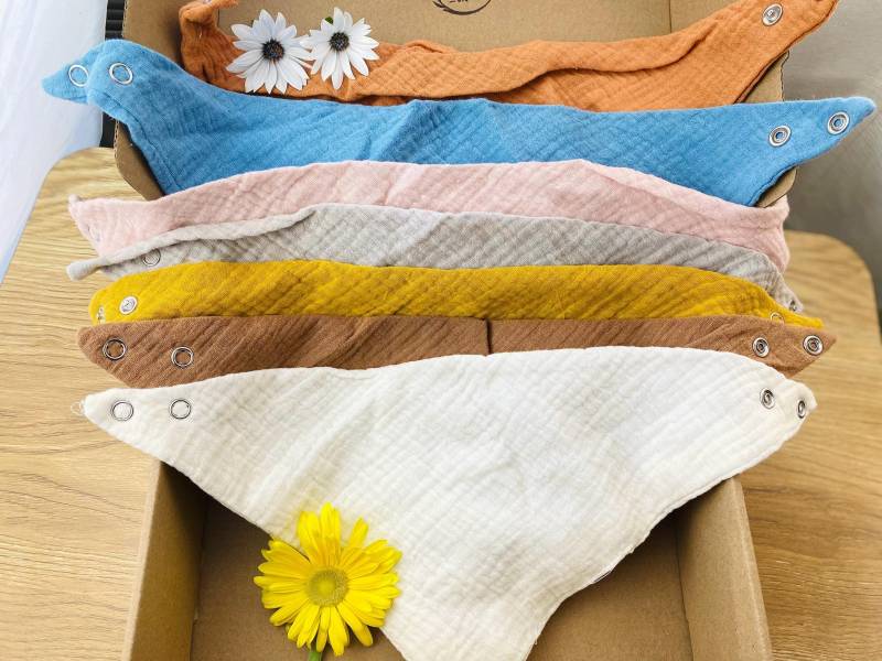 Musselin Babylätzchen Set, Bandana Sabbern Lätzchen, Bio-Baumwolle, Neugeborenen Essentials, Babypartygeschenk von Etsy - Aeraorganics