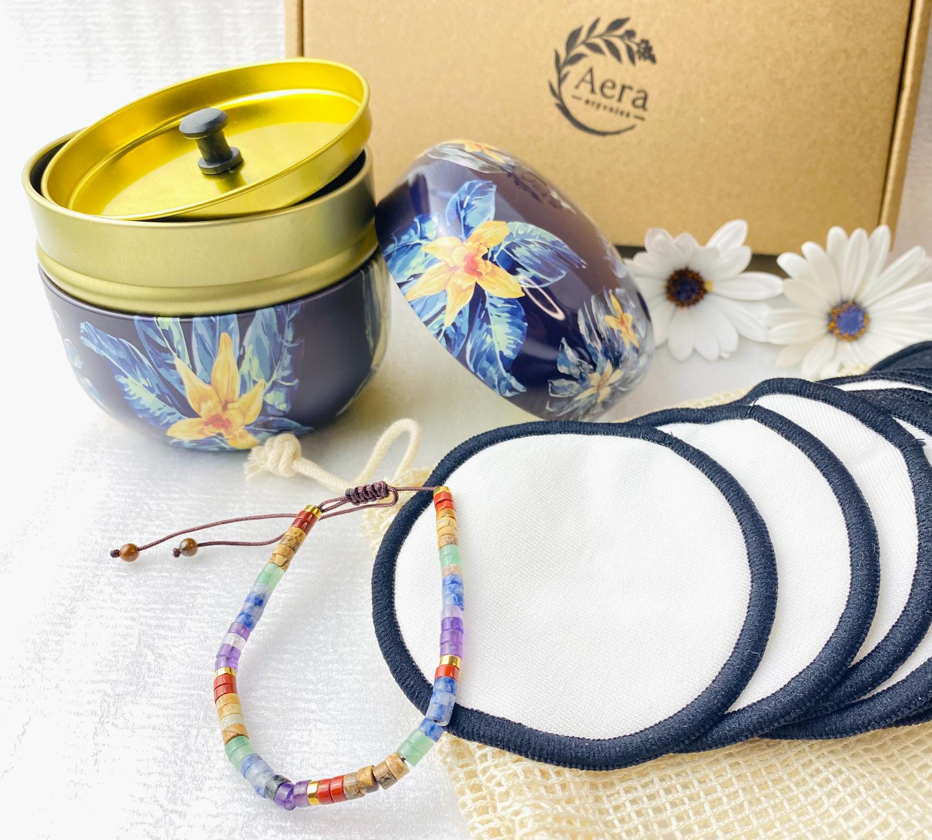 Wiederverwendbare Make-Up-Entferner-Pads Mit Netzbeutel Und Aufbewahrungsglas | Armband von Etsy - Aeraorganics