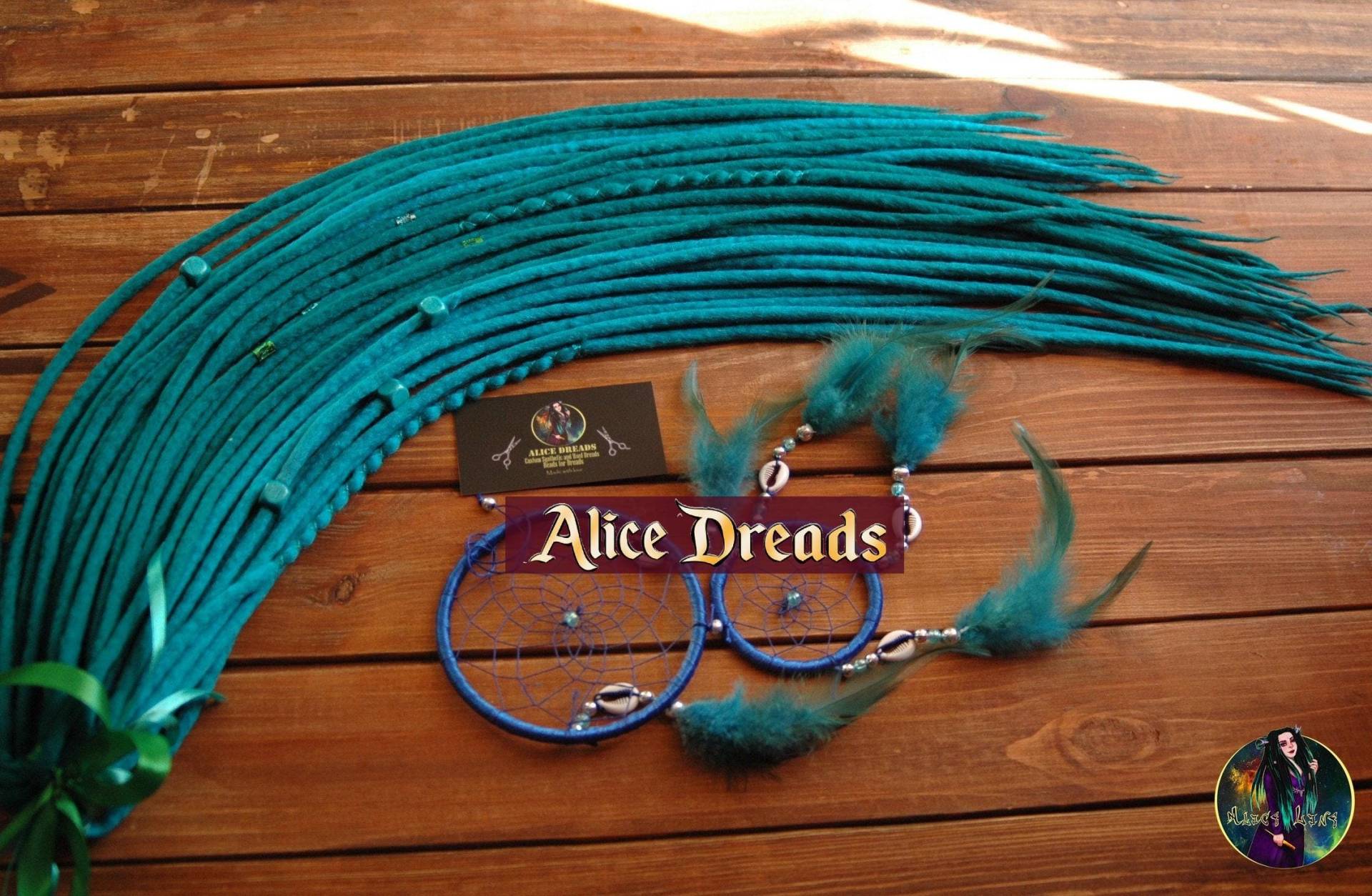Aqua Blaue Einfarbige Merino Dreadlocks Doppel-/Einseitige Dreads von Etsy - AliceDreads