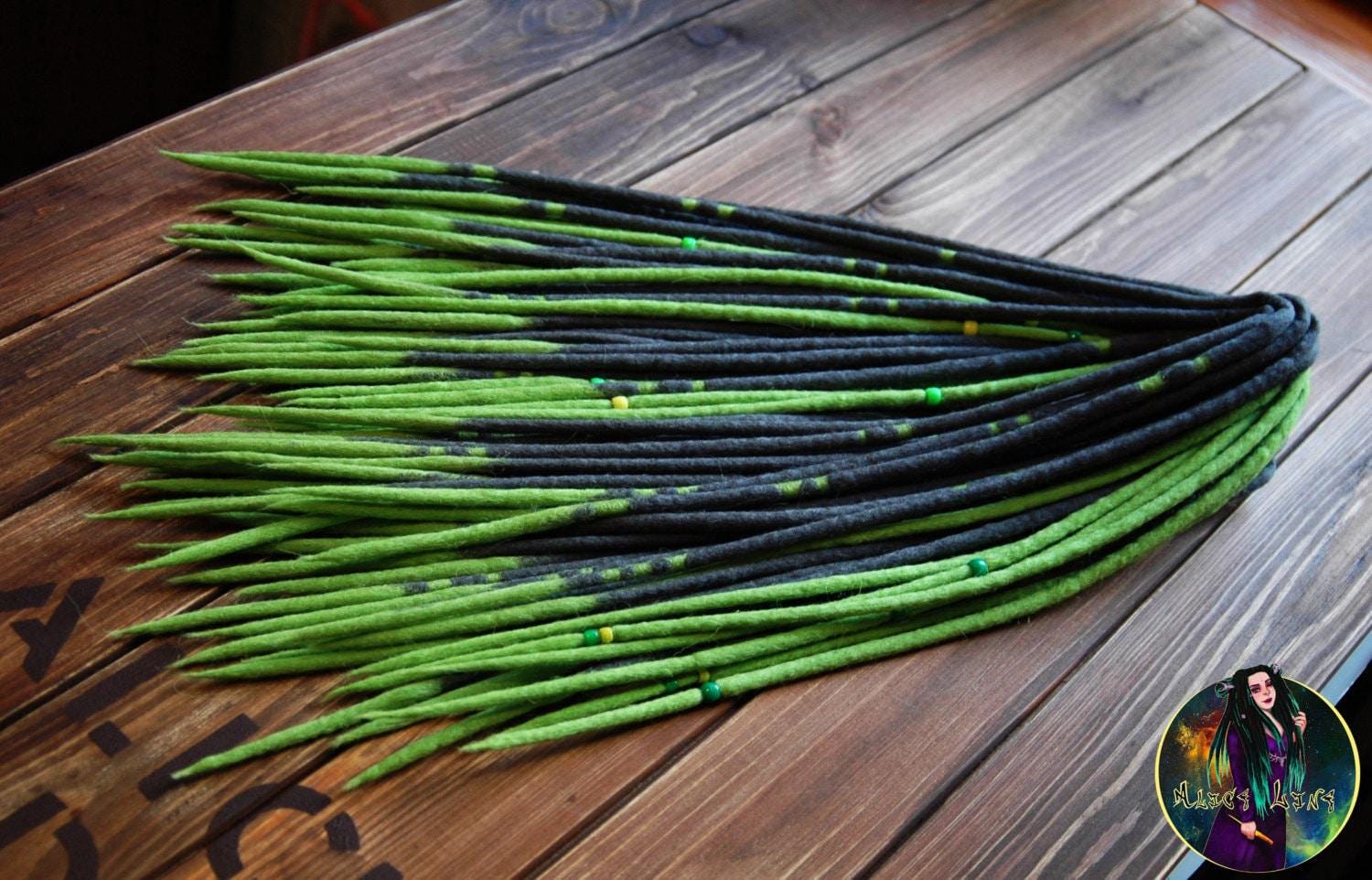 Graue Wolle Dreads Hellgrüne Kräuter-Dreads, Einseitige Oder Doppelte Haarverlängerungen von Etsy - AliceDreads