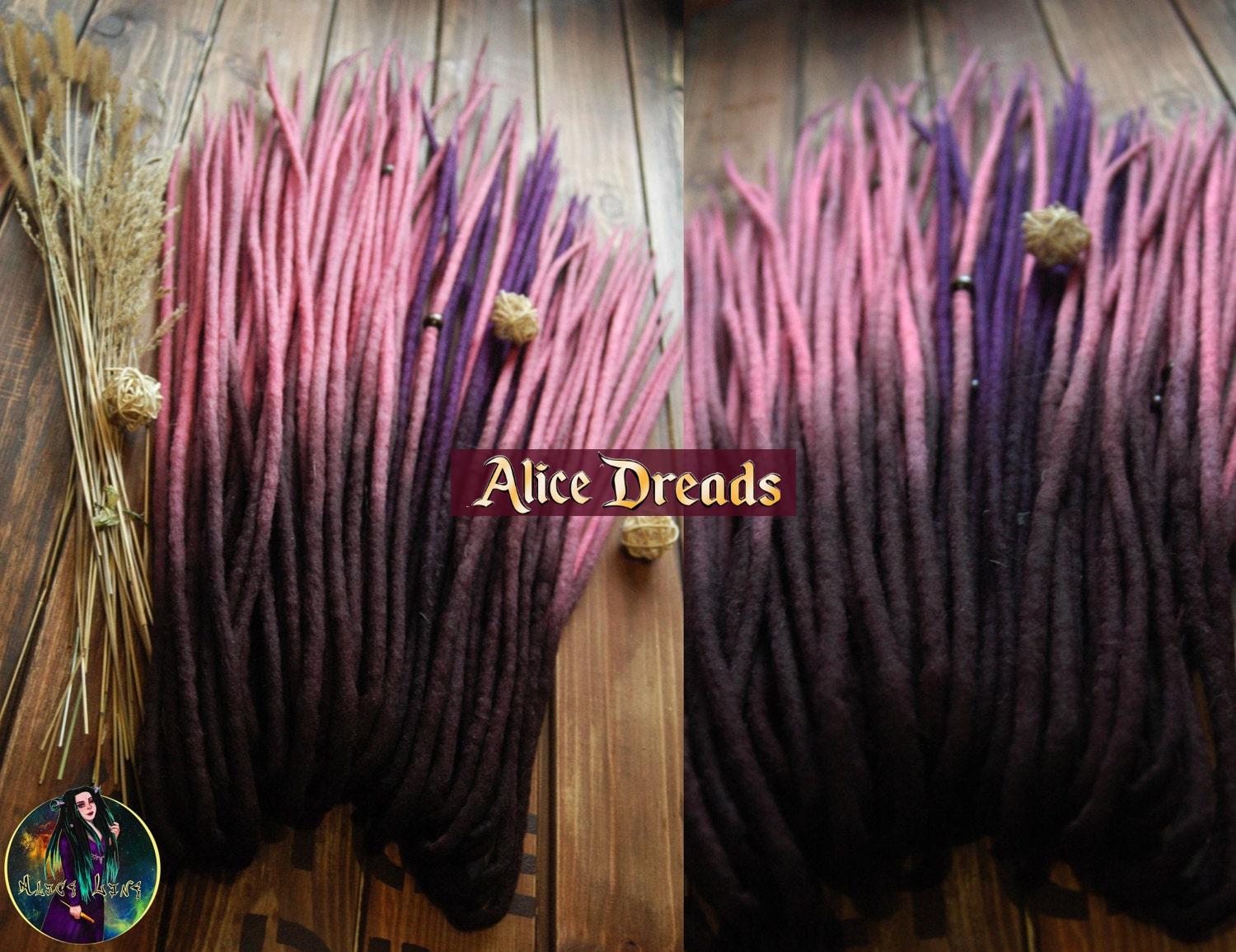 Pink Ombre Wolle Dreadlocks Dunkelbraune Bis Lila De Dreads von Etsy - AliceDreads
