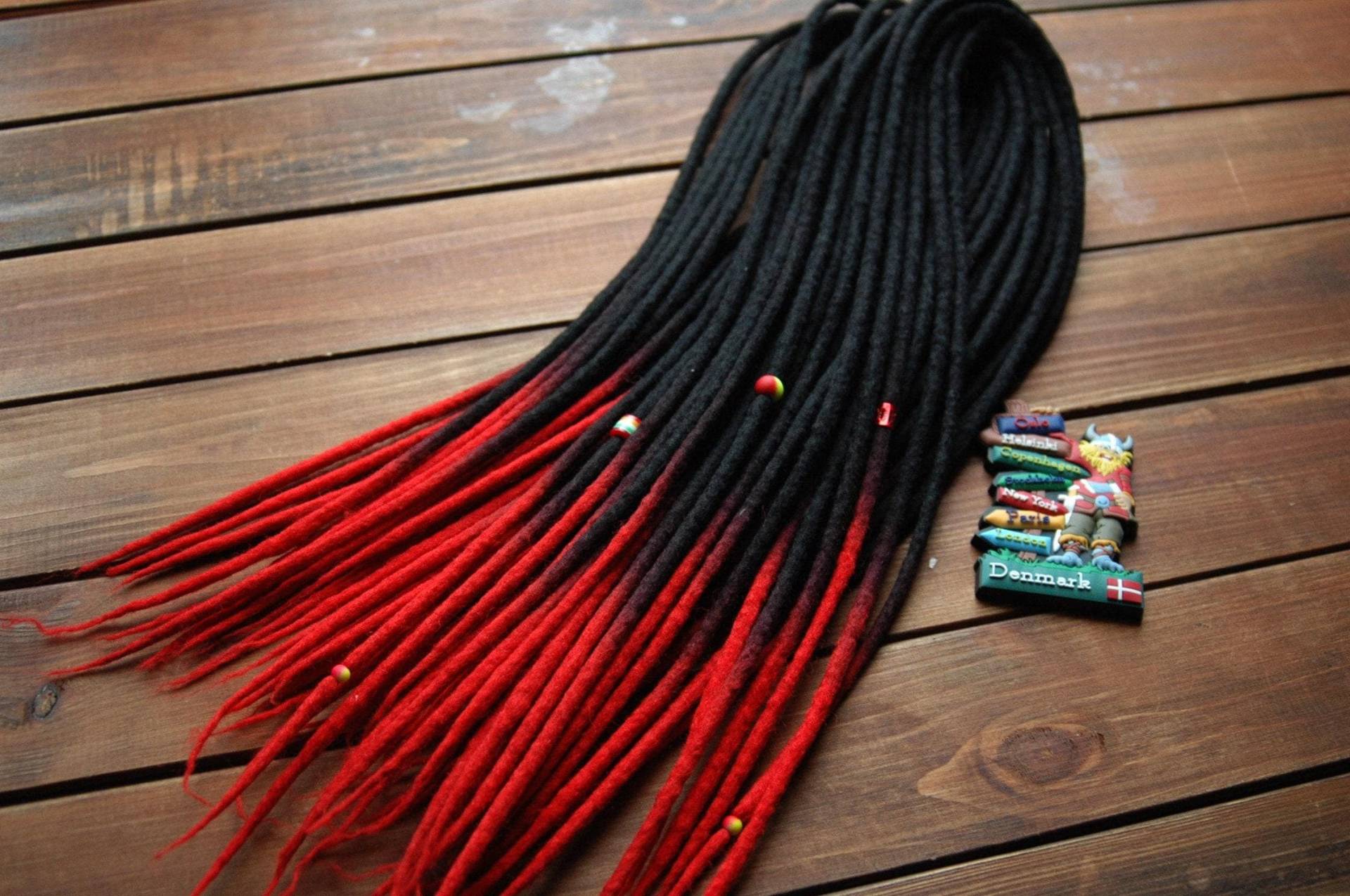 Rote Und Schwarze Wolle Dreadlocks Doppel/Einseitige Dreadlocks von Etsy - AliceDreads