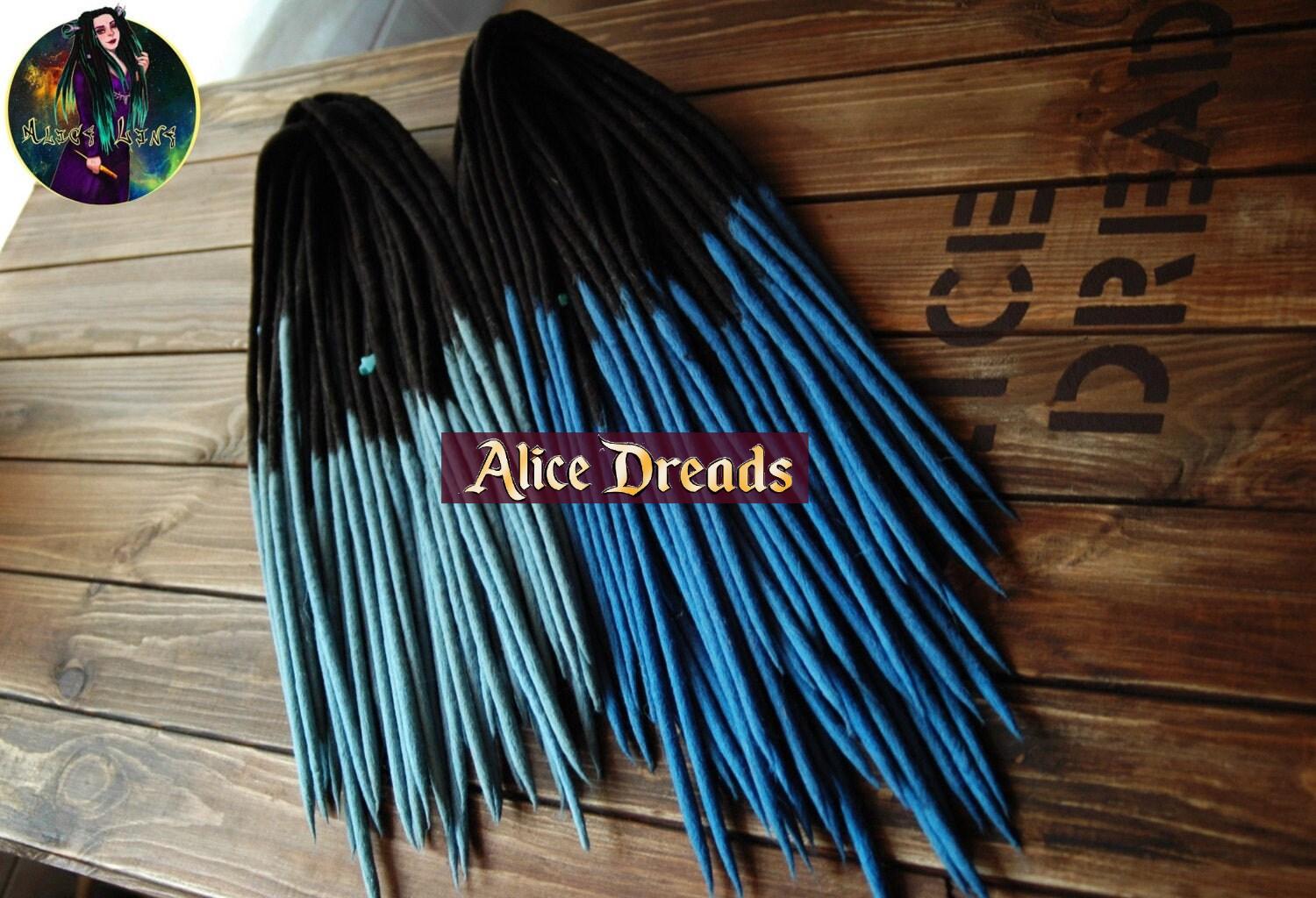 Saphir Blaue Wolle Dreadlocks Schwarz Auf Blau Ein-/Innenige Dreads von Etsy - AliceDreads