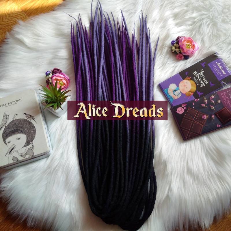 Set Aus Wolle De Dreads Schwarz Lila Doppelendige Dreadlocks Von Alice von Etsy - AliceDreads