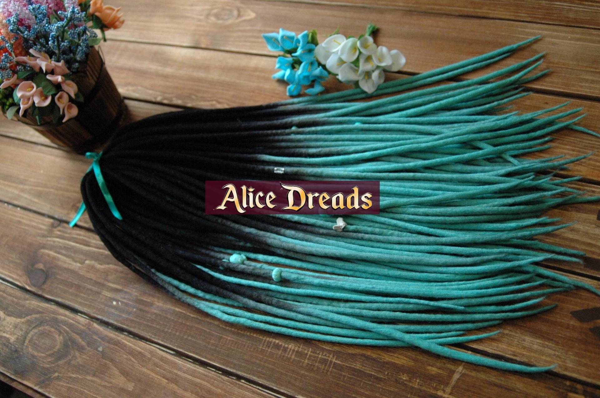 Vollständiges Set Wolle Für Dreads Doppelseitige De Haarverlängerung Helltürkis von Etsy - AliceDreads