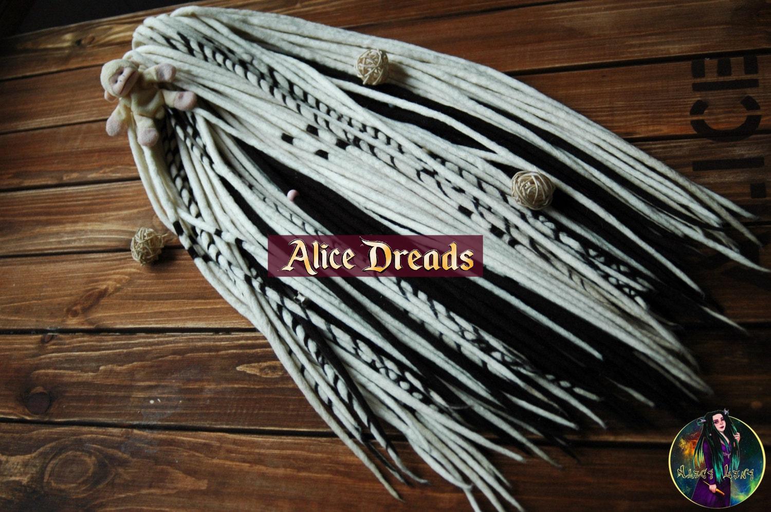Wolle Dreadlocks Doppelseitige Dreadlocks Schwarz & Weiß von Etsy - AliceDreads