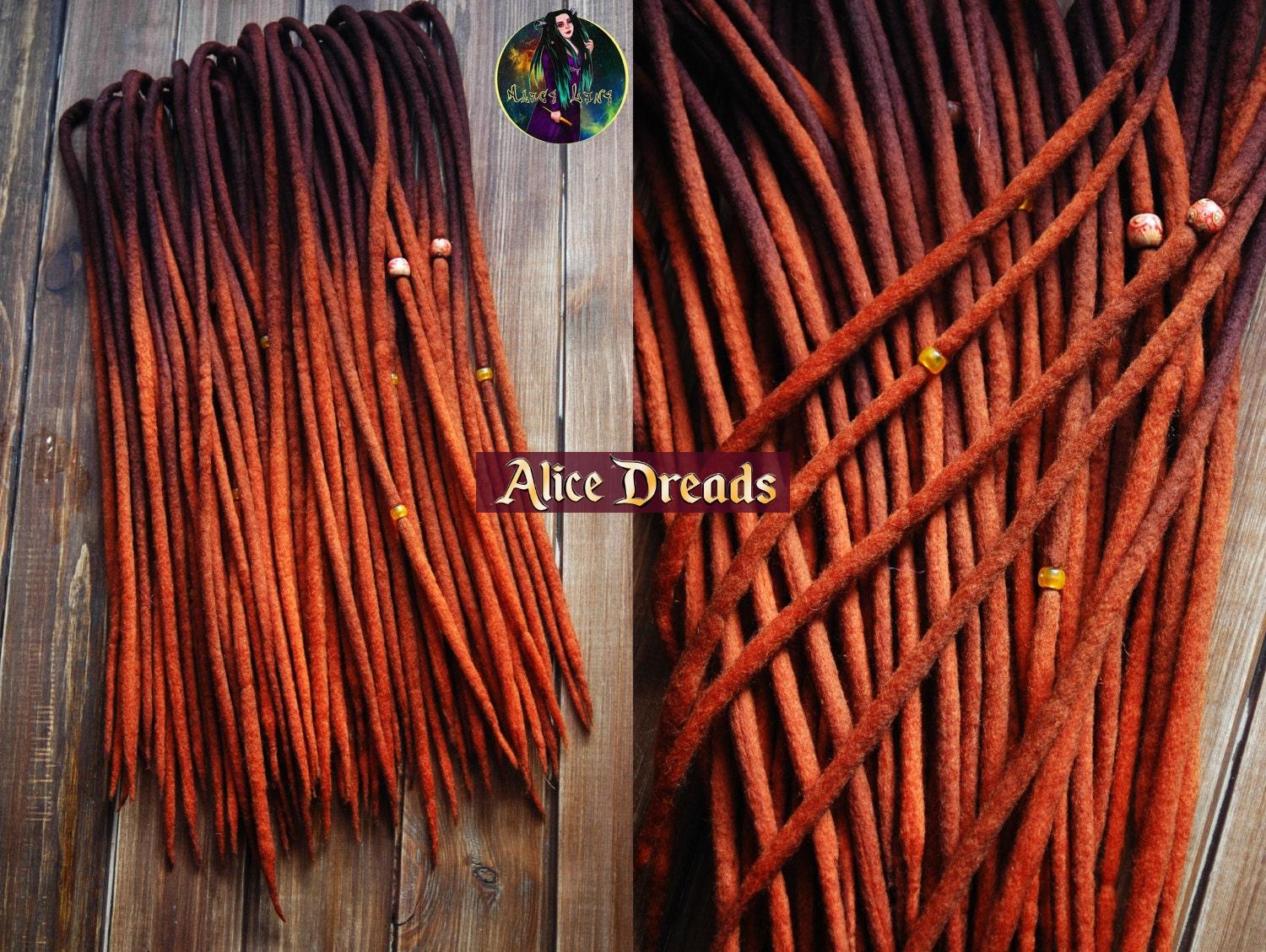 Wolle Dreadlocks Doppelseitige Dreads Von Dunkelbraun Bis Orange von Etsy - AliceDreads