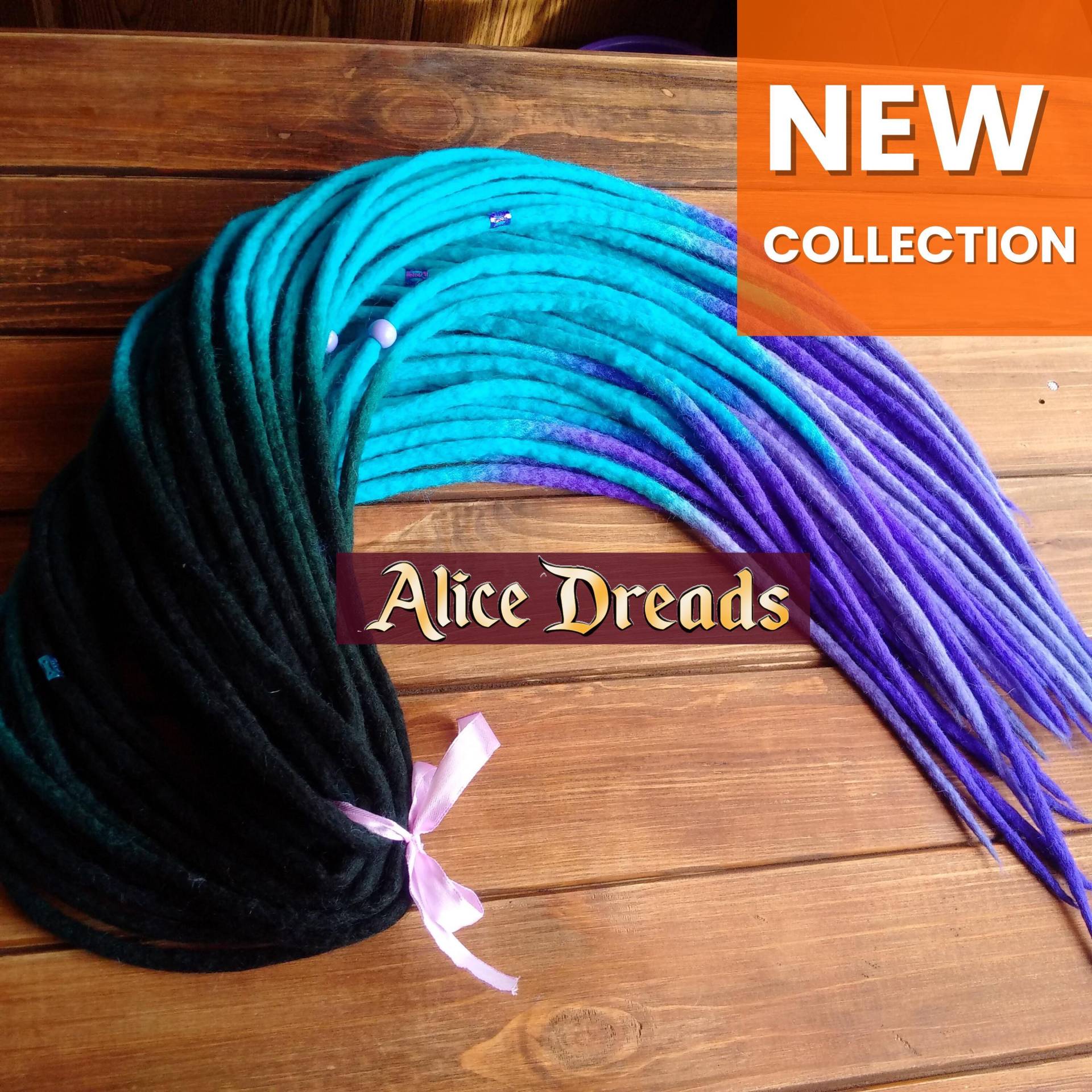 Wolle Dreadlocks "Mermaid" Schwarz, Blau, Lila, Türkis, Violette Dreads Mit Perlen." von Etsy - AliceDreads