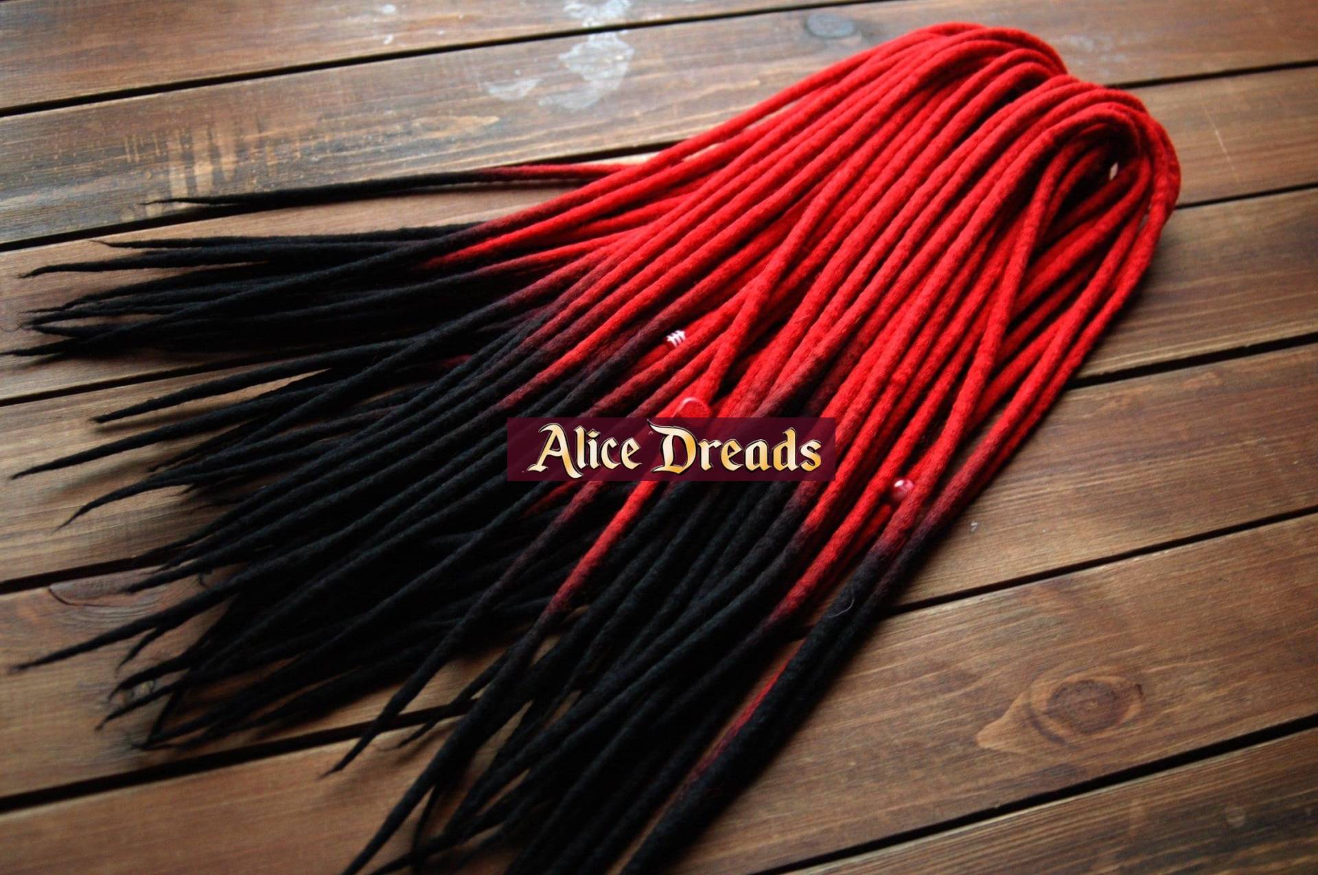 Wolle Dreads Doppelendige De Dreadlocks Schwarz Auf Rot Ombre Locken Set von Etsy - AliceDreads