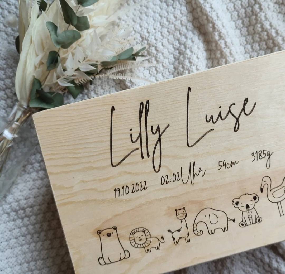 Babykiste Personalisiert, Babygeschenk Geburt Holz, Holzbox, Geburtsgeschenk, Erinnerungskiste, Geschenk Zur Geburt, Holzkiste Baby von Etsy - AliceimWoodland