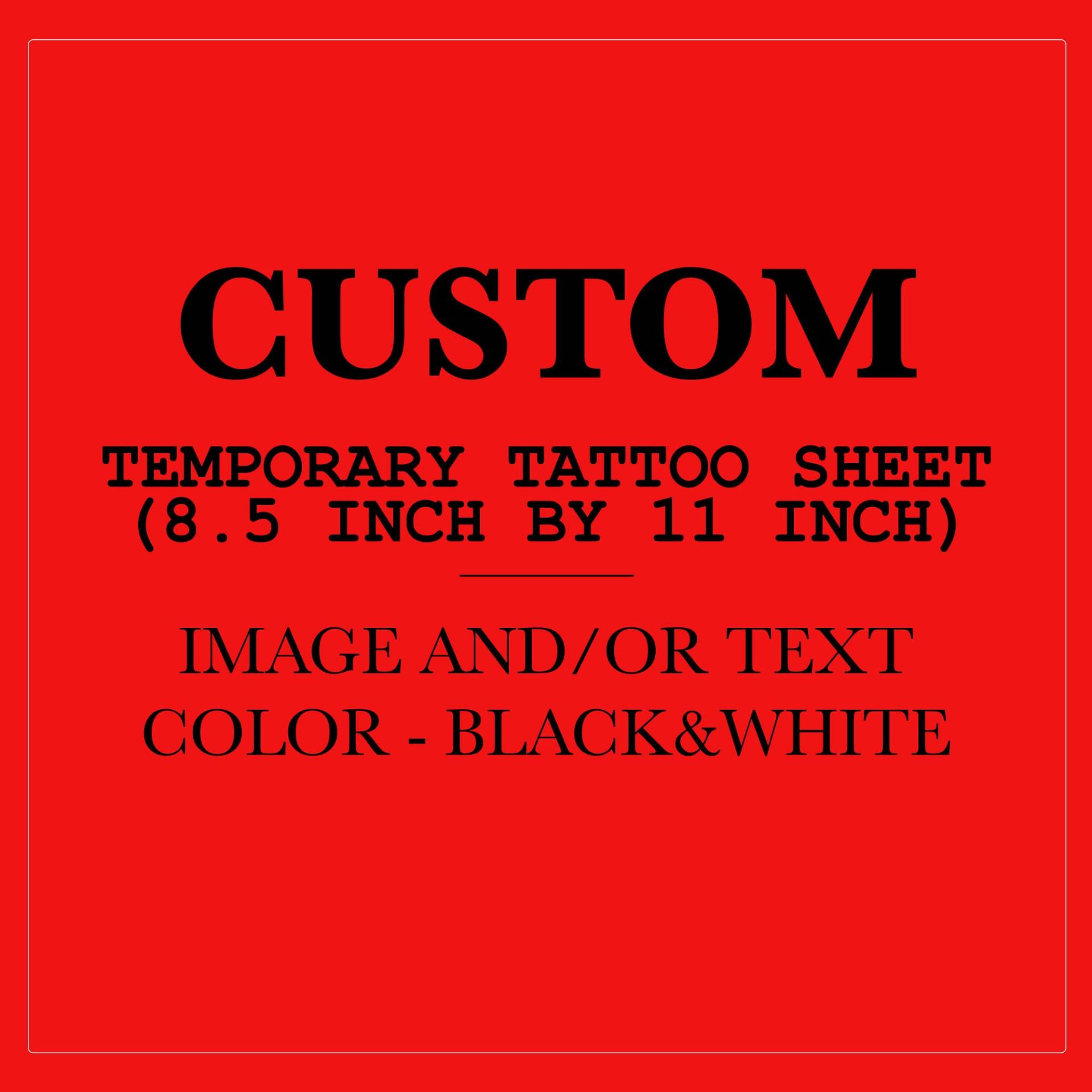 Benutzerdefinierte 8, 5 "' By 11 Temporäres Tattoo Sheet von Etsy - AllBodyArt