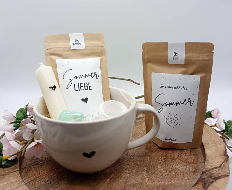 1x Geschenkset Tasse Mit Tee/Kaffee | Sommerliebe Eistee Oder Eiskaffee Geschenk Geburtstag Mitbringsel Gartenparty von Etsy - AllgaeuRebellen