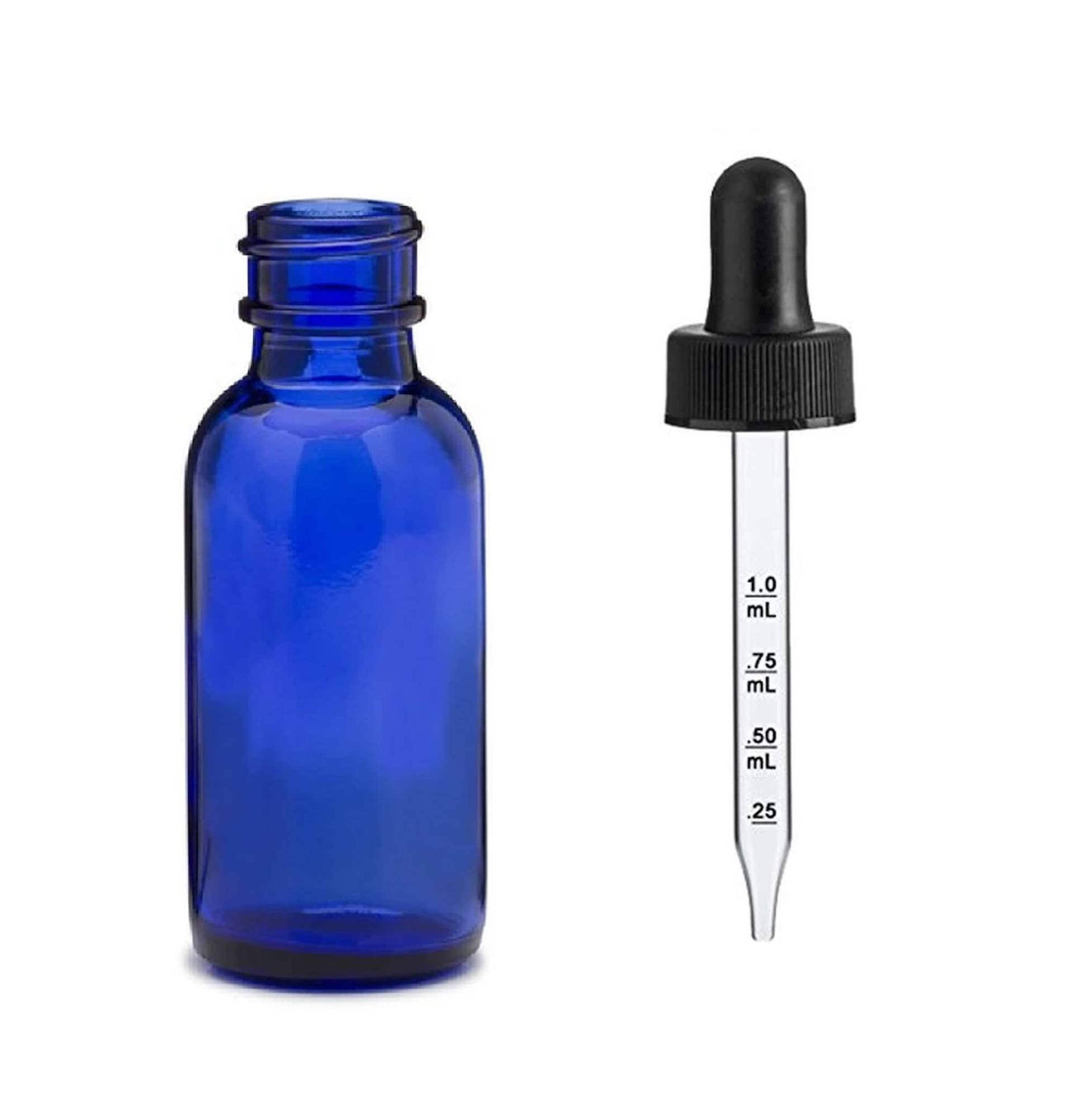 144 Stück, 30 Ml [1 Oz] Cobalt Blue Boston Runde Flasche Mit 20-400 Kindersicher Cap Glastropfflasche Graduiertenmarken 7 X 76 Mm von Etsy - AnandaCorporation